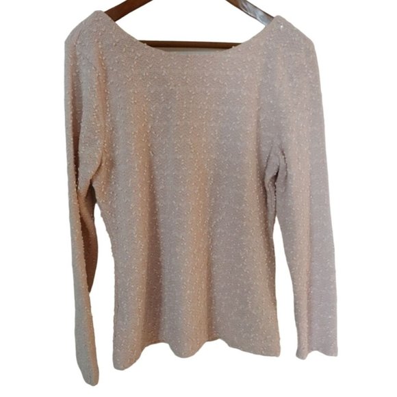 Women's Large Jennifer Lopez Pink Long Sleeve Sweater with Sparkle Embellishment - Picture 1 of 9